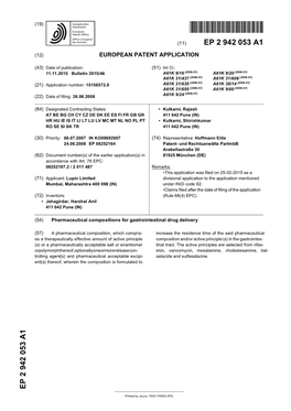 Pharmaceutical Compositions for Gastrointestinal Drug Delivery