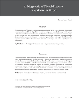 A Diagnostic of Diesel-Electric Propulsion for Ships