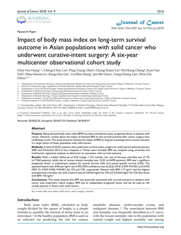 Impact of Body Mass Index on Long-Term Survival Outcome in Asian