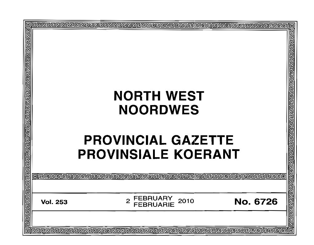 Noordwes Provincial Gazette Provinsiale Koerant