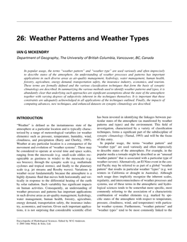 Weather Patterns and Weather Types