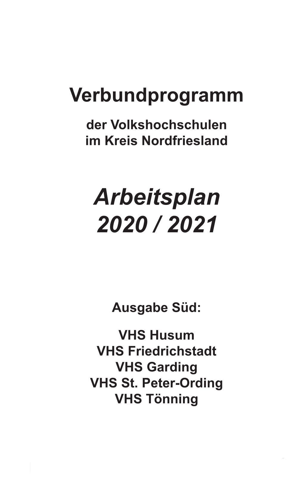 Arbeitsplan 2020 / 2021