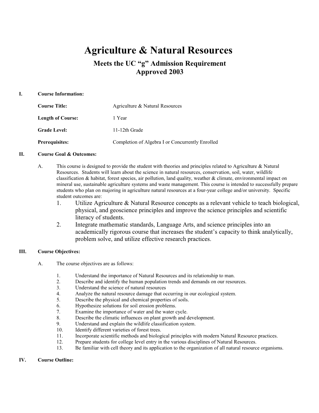 Ag & Natural Resources