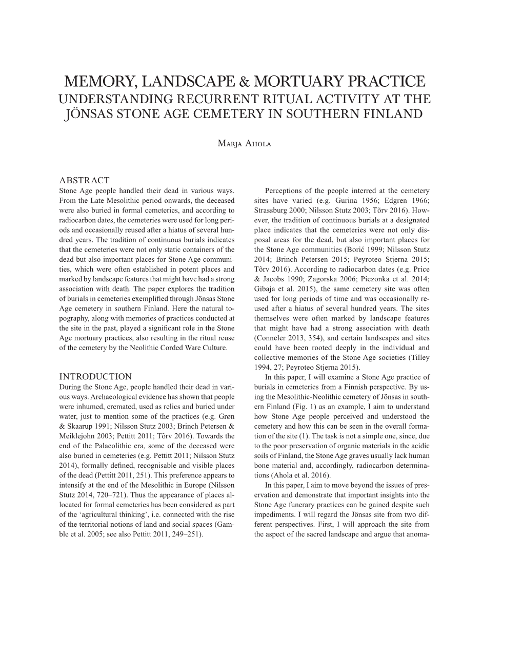 MEMORY, LANDSCAPE &#X00026; MORTUARY PRACTICE