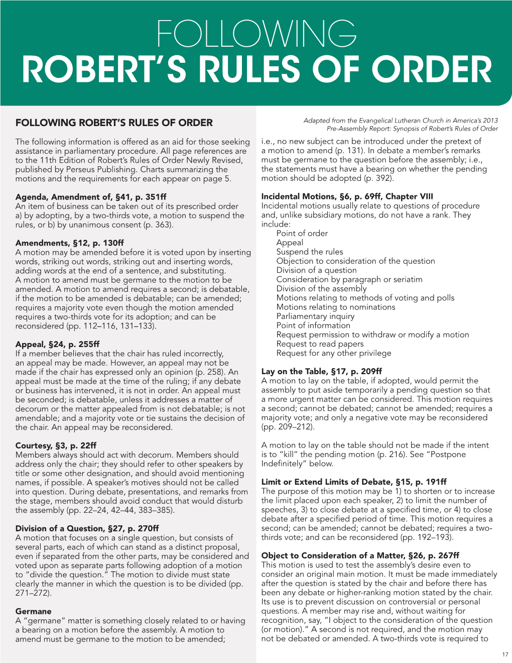 Following Robert's Rules of Order