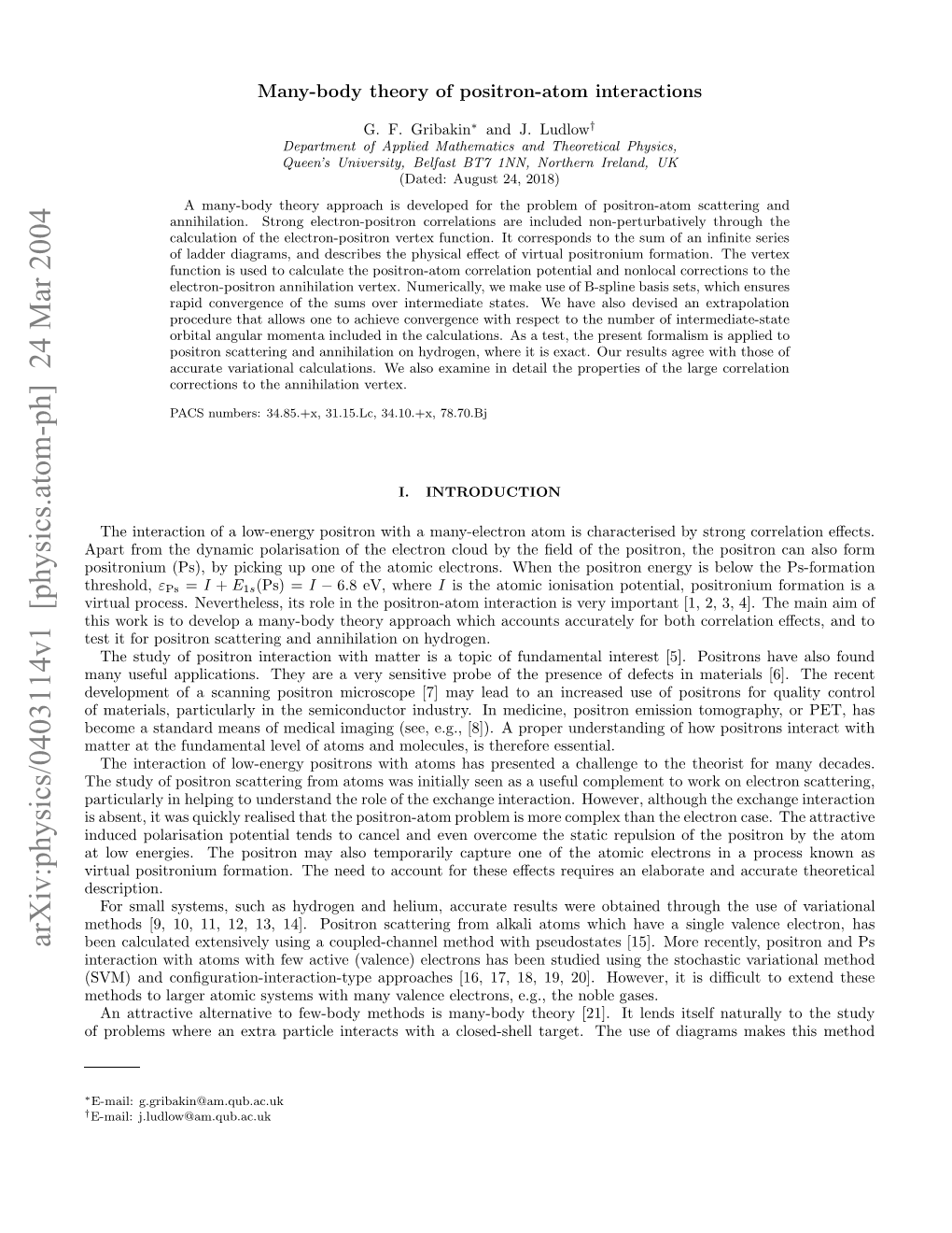 Physics.Atom-Ph] 24 Mar 2004 Tlweege.Tepsto a Lotmoaiycpueoeo Th of Eﬀe One These Capture for Temporarily Account to Also Need May the Description