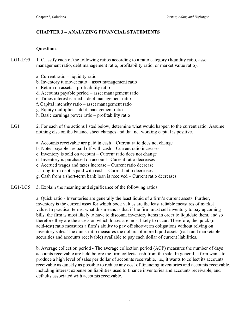 Chapter 3 Analyzing Financial Statements