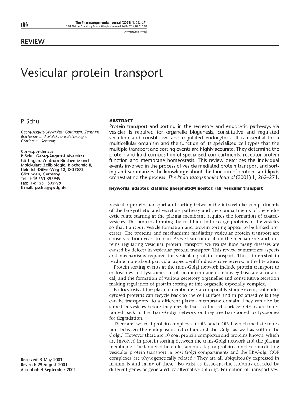 Vesicular Protein Transport