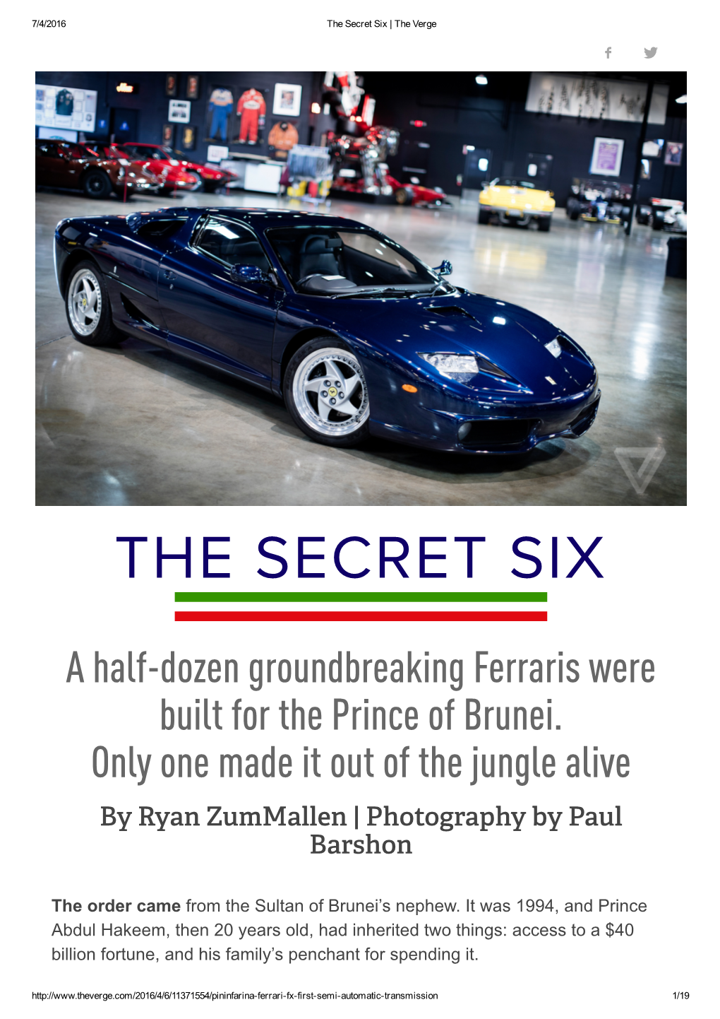 A Half-Dozen Groundbreaking Ferraris Were Built for the Prince of Brunei