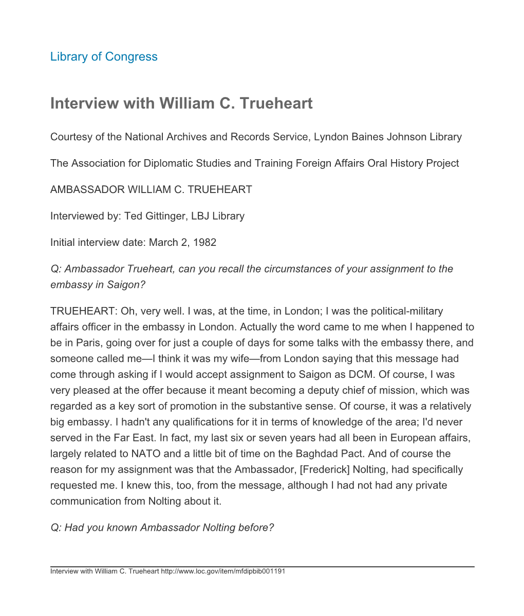 Interview with William C. Trueheart