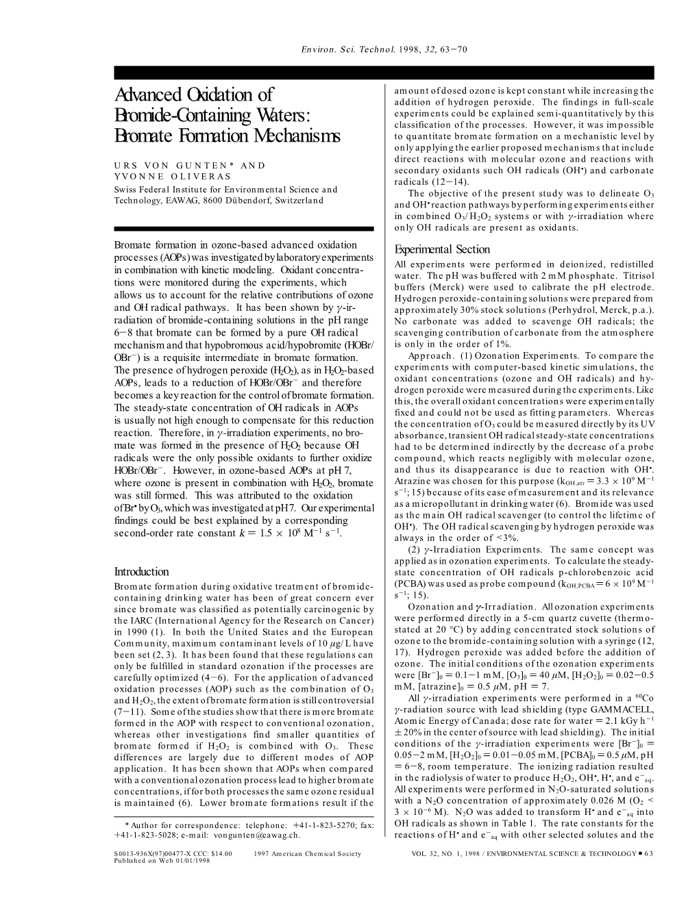 Advanced Oxidation of Bromide-Containing Waters