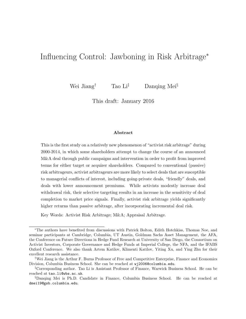 Influencing Control: Jawboning in Risk Arbitrage