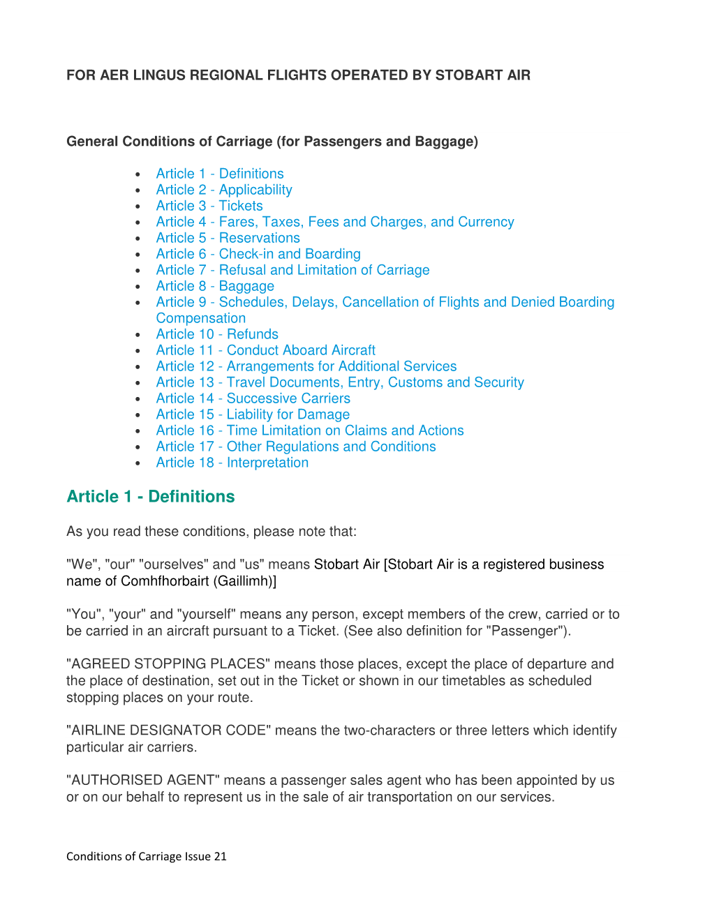 General Conditions of Carriage of Stobart