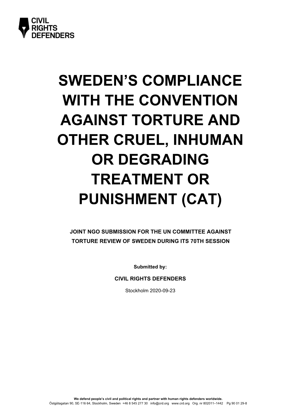 Sweden's Compliance with the Convention Against Torture and Other