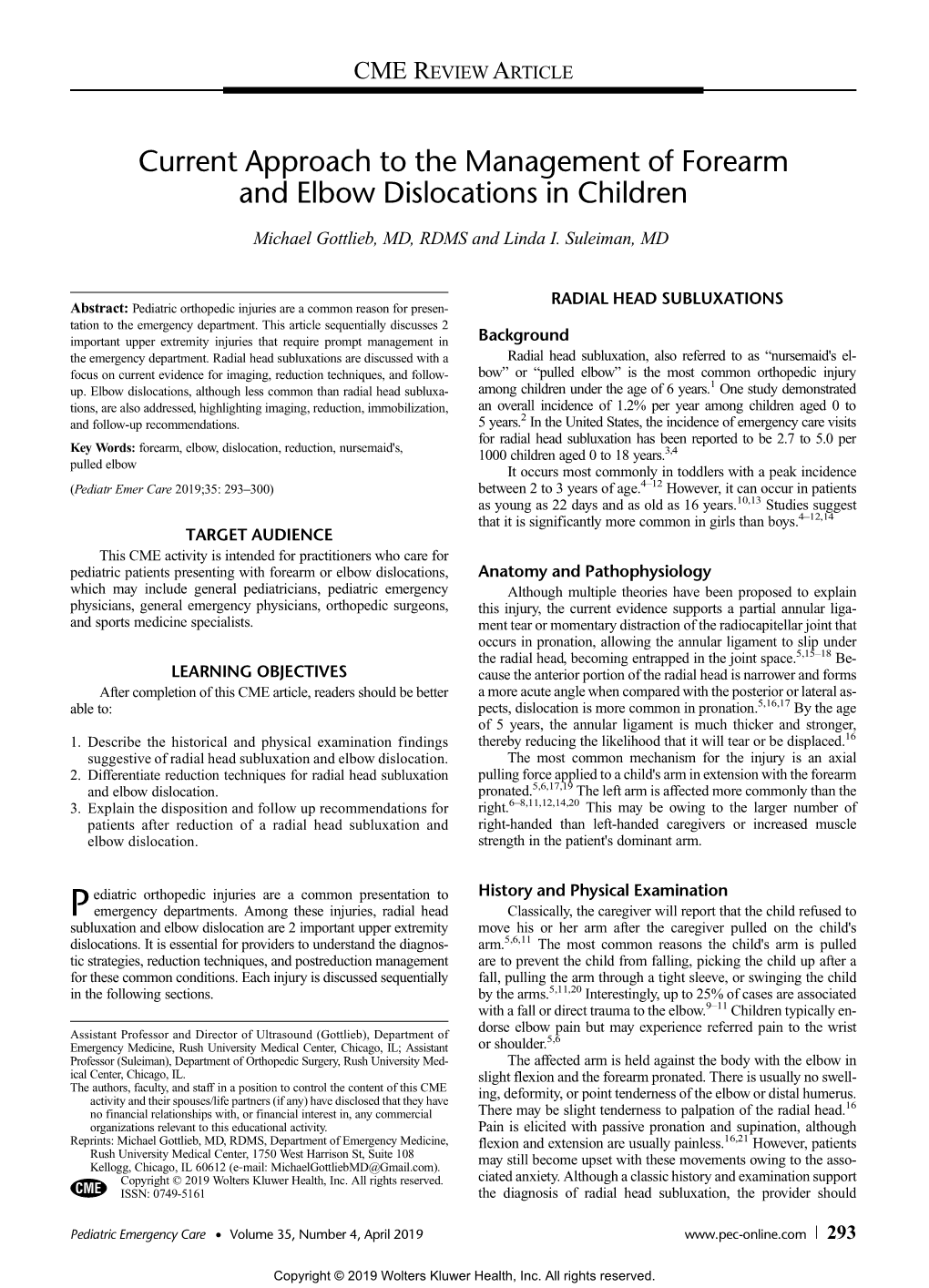 Current Approach to the Management of Forearm and Elbow Dislocations in Children