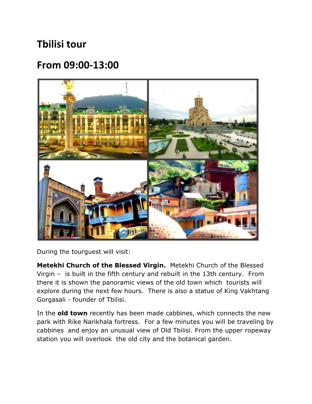 Tbilisi Tour Program