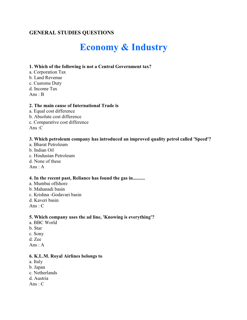 Economy & Industry