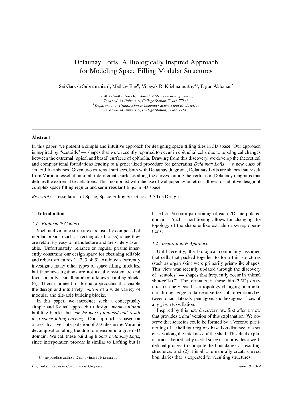 Delaunay Lofts: a Biologically Inspired Approach for Modeling Space Filling Modular Structures