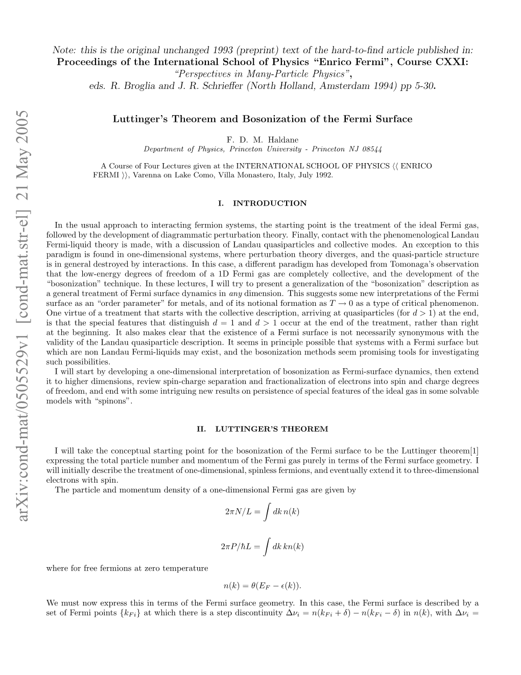 Luttinger's Theorem and Bosonization of the Fermi Surface
