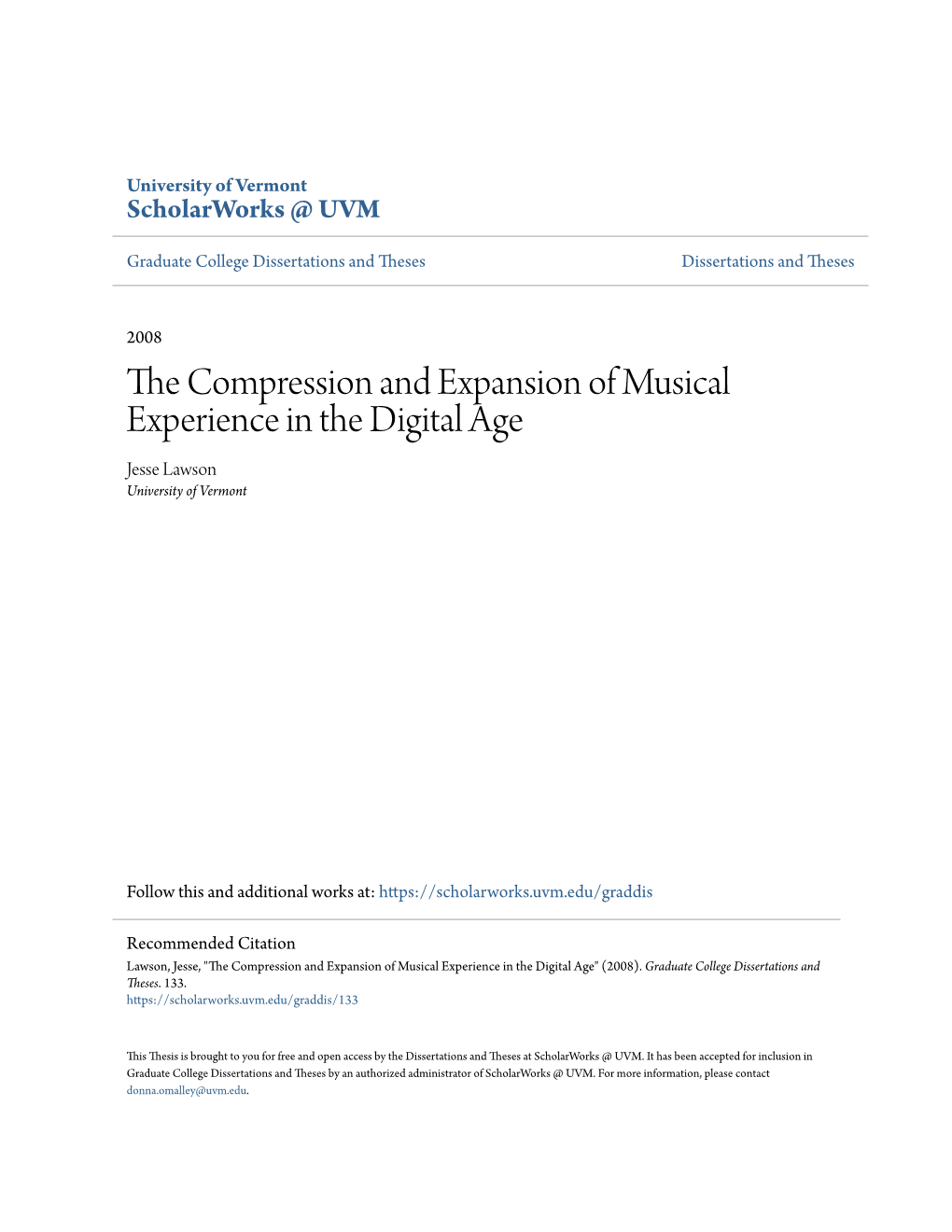 The Compression and Expansion of Musical Experience in the Digital Age