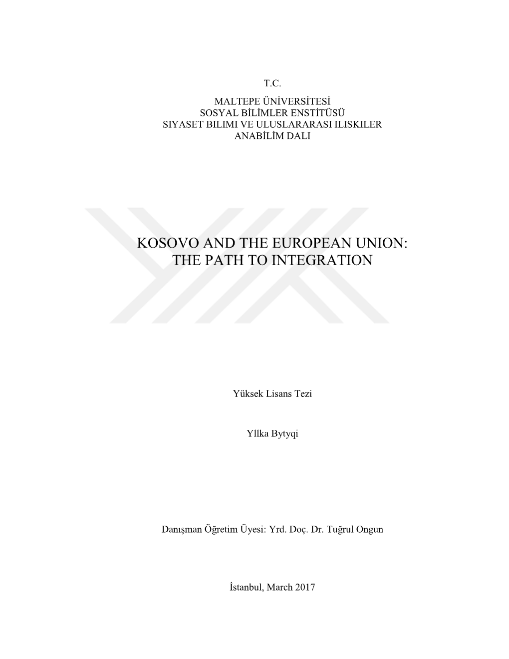 Kosovo and the European Union: the Path to Integration