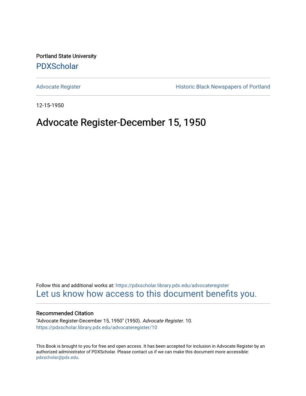 Advocate Register-December 15, 1950