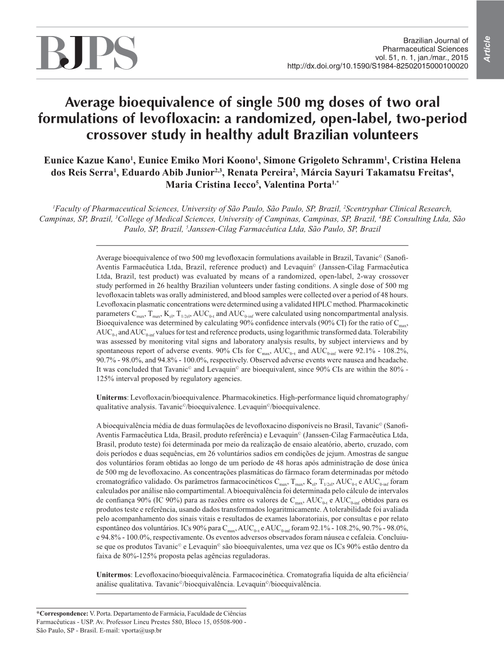 Average Bioequivalence of Single 500 Mg Doses of Two Oral