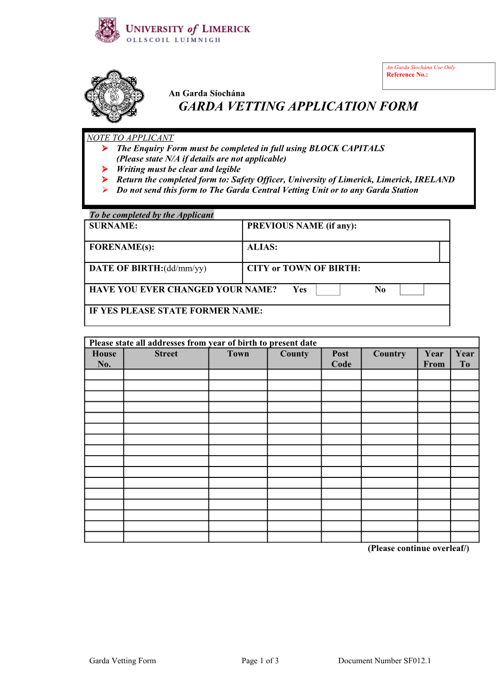 Garda Vetting APPLICATION Form s2