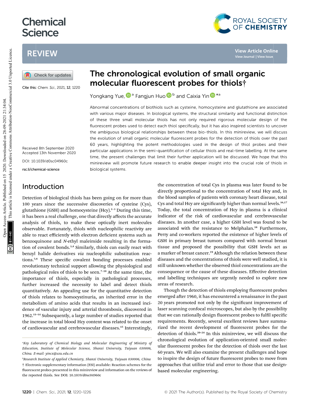 The Chronological Evolution of Small Organic Molecular Fluorescent