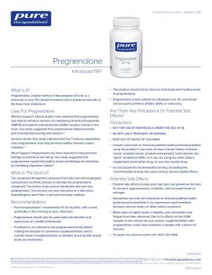 Pregnenolone Introduced 1997