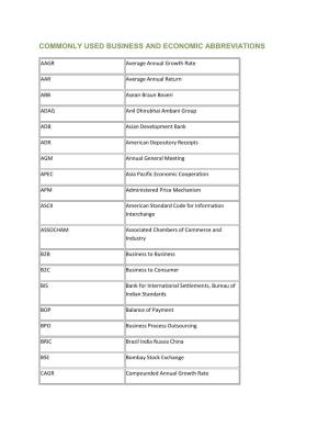 Commonly Used Business and Economic Abbreviations