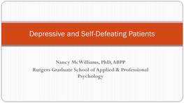Depressive and Self-Defeating Personalities