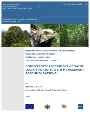 Biodiversity Assessment of Saint Lucia’S Forests, with Management Recommendations