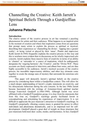 Keith Jarrett's Spiritual Beliefs Through a Gurdjieffian Lens