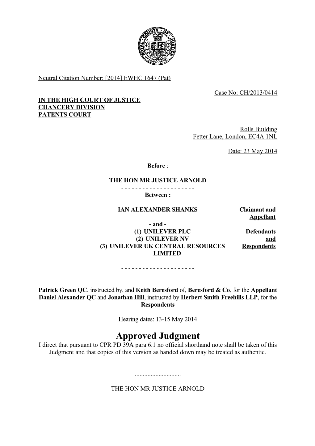 High Court Judgment Template s1