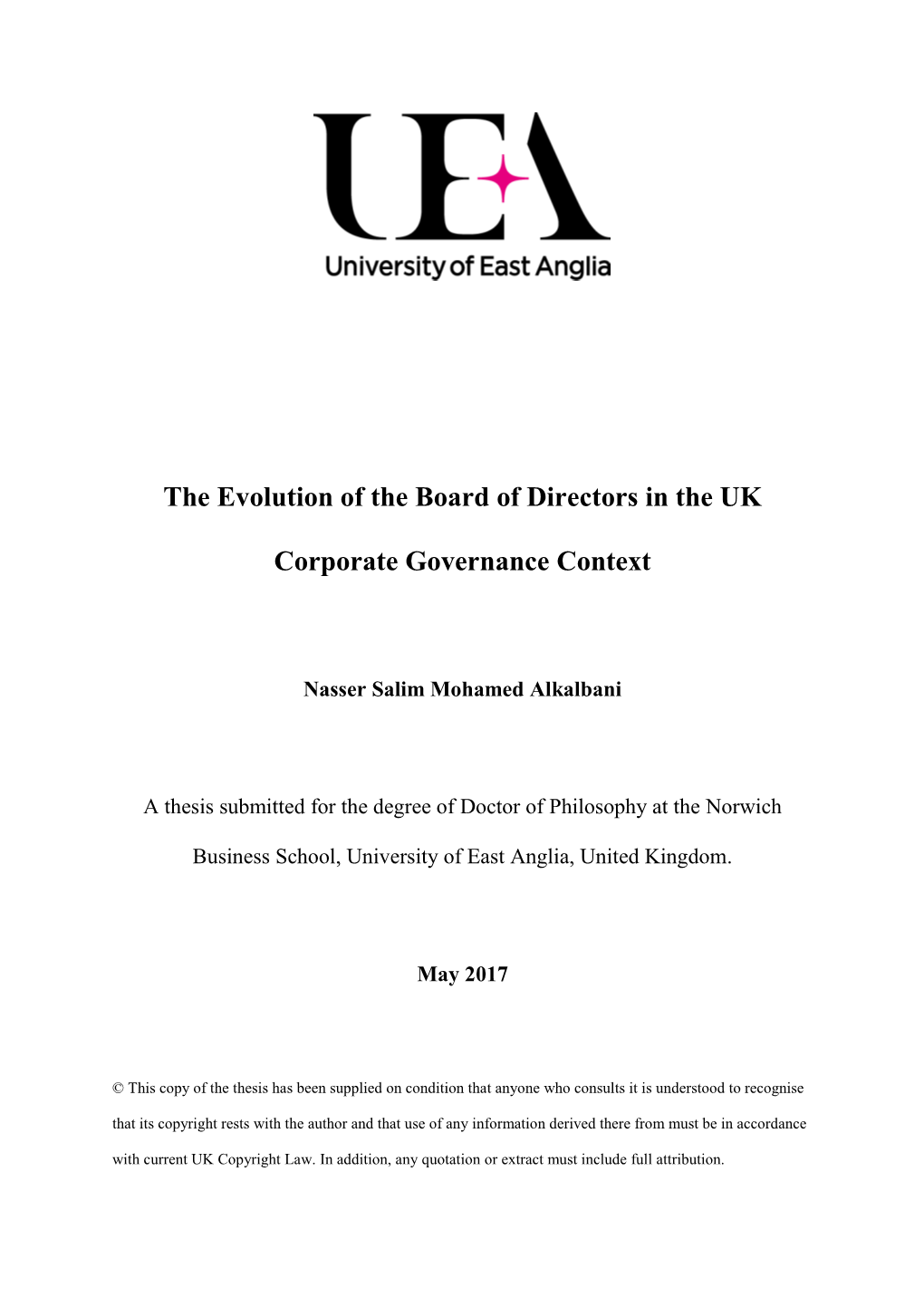 The Evolution of the Board of Directors in the UK Corporate Governance Context