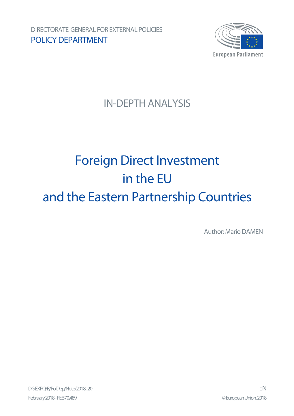 Foreign Direct Investment in the EU and the Eastern Partnership Countries