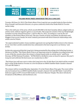 2011 Long List Press Release