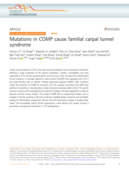 Mutations in COMP Cause Familial Carpal Tunnel Syndrome