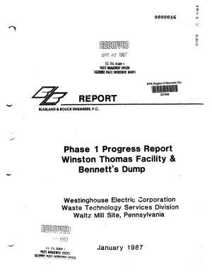 Phase 1 Progress Report Winston Thomas Facility & Bennett's Dump