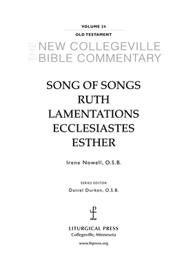 NEW COLLEGEVILLE BIBLE COMMENTARY Song of Songs
