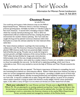 Women and Their Woods Information for Women Forest Landowners Issue 14 Fall 2014