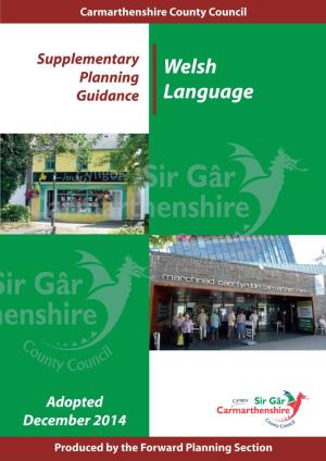 Supplementary Planning Guidance: Welsh Language Contents Page