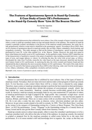 The Features of Spontaneous Speech in Stand-Up Comedy: a Case Study of Louis CK’S Performance in the Stand-Up Comedy Show “Live at the Beacon Theatre”