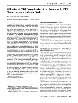 Validation of MRI Determination of the Penumbra by PET Measurements in Ischemic Stroke