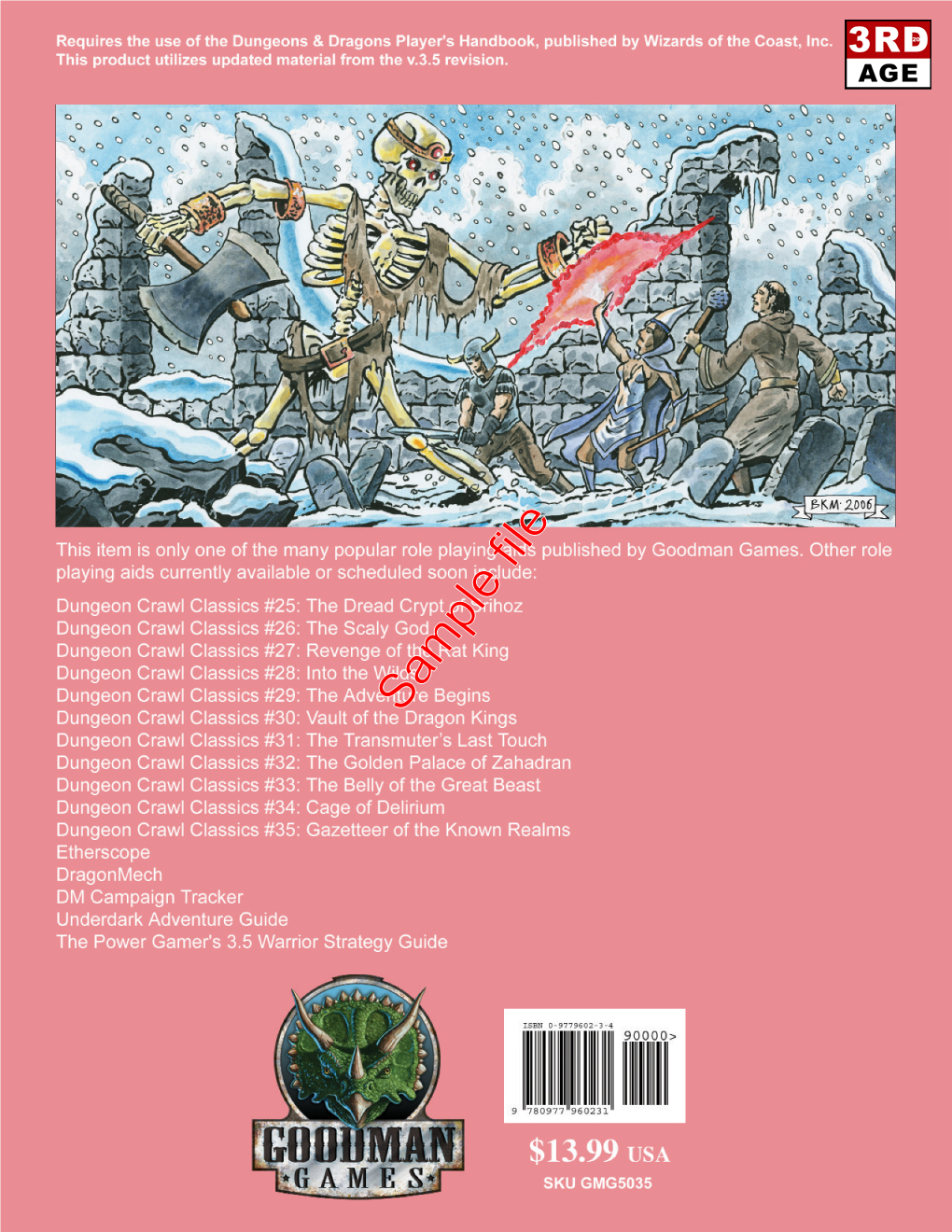 Dungeon Crawl Classics #36 Talons of the Horned King by Mike Ferguson an ADVENTURE for CHARACTER LEVELS 3-5