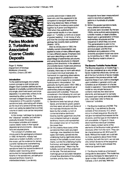 Facies Models 2. Turbidites and Associated Coarse Clastic Deposits