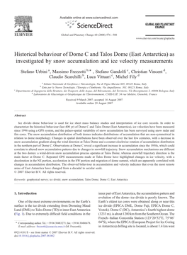 Historical Behaviour of Dome C and Talos Dome (East Antarctica) As