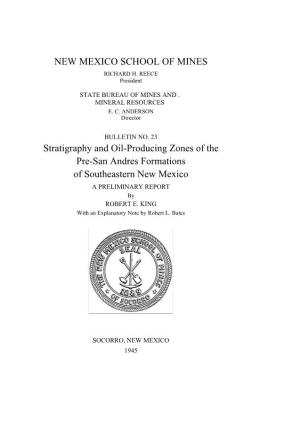 Stratigraphy and Oil-Producing Zones of the Pre-San Andres Formations of Southeastern New Mexico a PRELIMINARY REPORT by ROBERT E