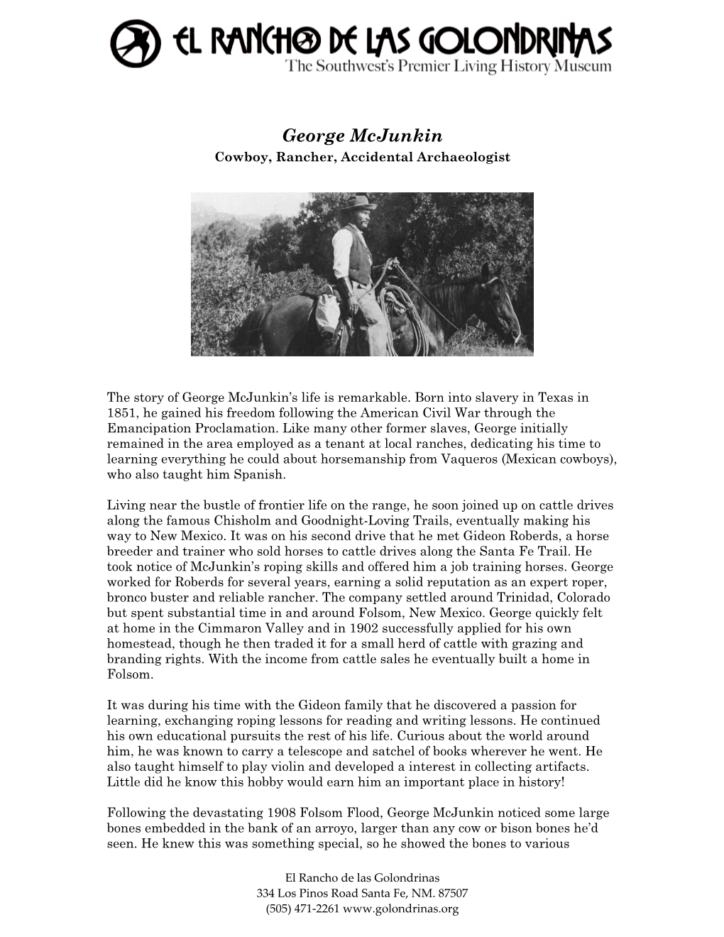 George Mcjunkin Cowboy, Rancher, Accidental Archaeologist